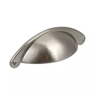 Shaker Oval Cup Brushed Nickel Finish Kitchen & Bedroom Cabinet Door Cup Handle! • £1.49