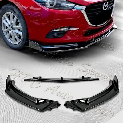 $48.99 • Buy For 2014-2018 Mazda 3 Axela Painted Black Front Bumper Body Kit Spoiler Lip 3PCS