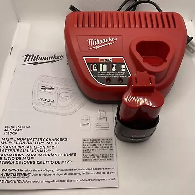 Milwaukee M12 CP2.0 12V 2.0Ah Battery (48-11-2420) & Charger Kit (48-59-2401) • $38.95