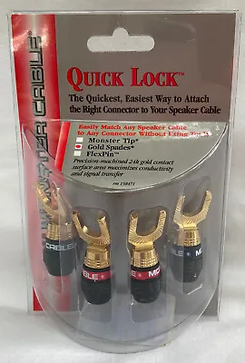 Monster Quick Lock Gold Angled Spade Modular Speaker Cable Termination Z2 Biwire • $79.85