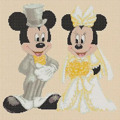 £4.50 • Buy Cross Stitch Chart  Mickey Mouse & Minnies Wedding Lemon Flowerpower37-uk