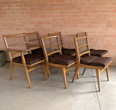 Vintage Mid Century Modern Dining Chairs Set Of 6 Red Lion Table Company • $1298