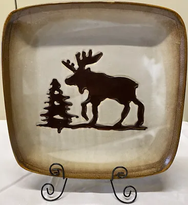 HOMESTUDIO Woodland 11” Moose Pottery Platter Seving Plate Rustic Cabin Decor • $40