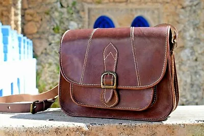 Moroccan Brown Leather Clutch Leather Cross Body Purse Handmade Handbag • $120