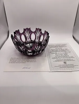 CAESAR CRYSTAL Masterwork Signed JARMILA LISKOVA Dandelion Violet Jellybean Bowl • $89