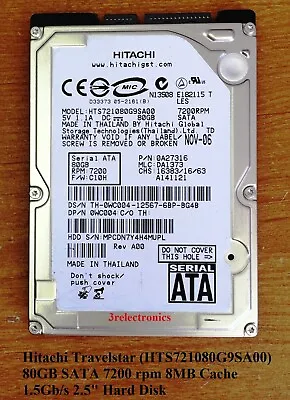 $7.99 • Buy Fujitsu, Hitachi, Toshiba .. 80GB SATA 5400/7200 Rpm 8MB Int 2.5  Hard Drive 