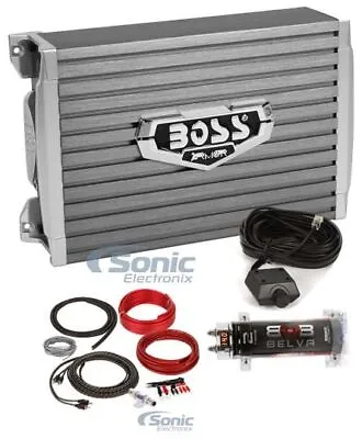 Boss AR1500M 1500W Monoblock Amplifier 2 Farad Capacitor 8 AWG Amp Kit Package • $146.94