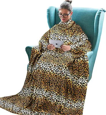 Wearable Fleece Blanket With Sleeves Adult Women Men Soft Comfy Plush TV Blanket • $29.91