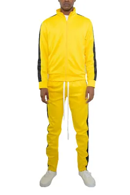 Unisex Slim FIt Full Zip Track Jacket And Track Pants Single Stripe Ankle Zipper • $46.99