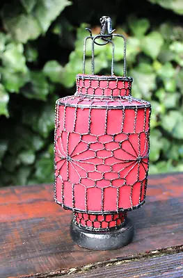 Vintage Chinese Wire Lanterns Round Hand Wrought RED MESH • $59.99