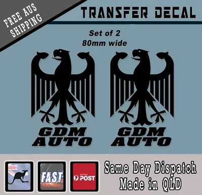 German GDM AUTO Decal Sticker BLACK Twin SET 80mm Wide DRIFT RACE Import BMW VW • $5.81