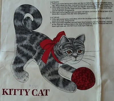 $3.99 • Buy 1 Yd X 44   Vintage VIP Kitty Cat  Fabric  Panel To Cut, Sew & Stuff