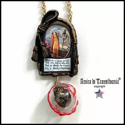 Santa Muerte Talisman Amulet Pendant Necklace Pagan Macabre Dance Death Skull • $148.50