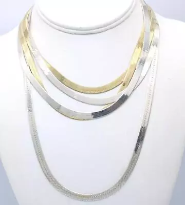 Sterling Silver Italy Herringbone Necklace Lot 925 Milor 30  20  5mm 54.0 Grams • $28.26