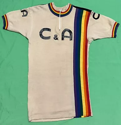 VINTAGE AUTHENTIC CASTELLI C&A TEAM WOOL CYCLING JERSEY SHIRT Sz 4 MADE IN ITALY • $39.99