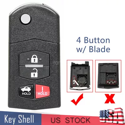 4 Buttons Flip Car Key Fob Case Shell For Mazda 3 6 CX-9 MX-5 Miata 2006 - 2015 • $10.25