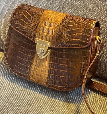 Vintage Genuine Alligator Purse Handbag Shoulder Bag Adjustable Strap Retro Rare • $89.99