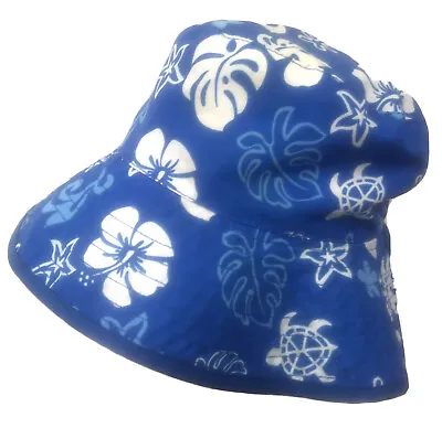 Banz Reversible Blue Hawaiian Print Bucket Hat Cap Fishing Hiking Fit Ages 2 - 5 • £4.70