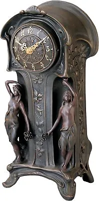 Katlot KY8022 Dual Maiden Art Nouveau Mantelpiece Clock Verdigris • £160.93