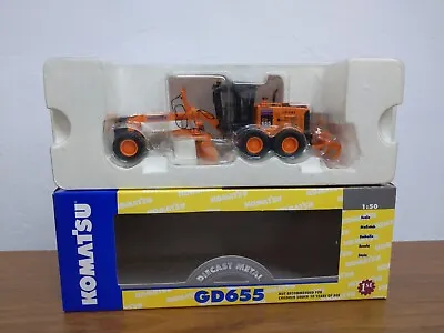 1/50 First Gear Komatsu  GD655 Motor Grader Construction Toy Highway Orange  • $95.99