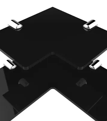 Modern Corner Shelf Black Acrylic Shelving Chrome Fittings Included Cascading • £11.99