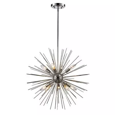 Bel Air Lighting Pendant Light 24  9-Light Modern Metal Down Rod Polished Chrome • $179.37