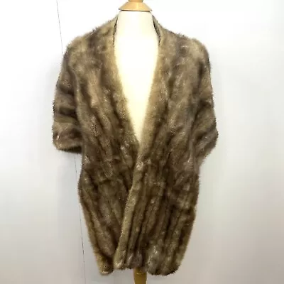 Vintage Geniune Fur Mink? Wrap Cape Stole Shawl Brown One Size Winter • $69.99