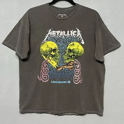 Metallica Mens T Shirt XL Metallica Live Concert 92 Gray Wash Band Tee • $18.74