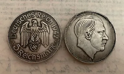 5 Mark German Coin Hitler Deutsches Reich Swastika Nazi Fuhrer  Ww2  Reichsmark • $79.99