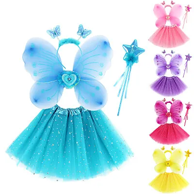 £11.85 • Buy Girls Butterfly Wing Costume Fancy Dress Up Fairy Children Cosplay Kids Outfit