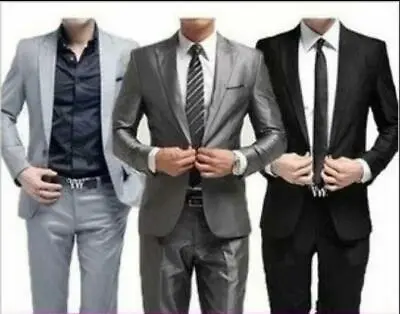 Formal Mens Slim Fit Stylish Suit Suits One Button Suit Set Jacket Pants Tie @DI • $72.37