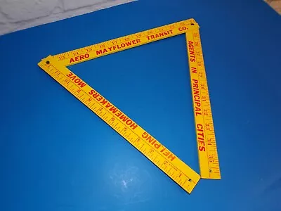 Aero Mayflower Transit Moving Co Tri Folding Ruler Vintage Yard Stick 36  Yellow • $16.95