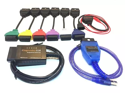 DIAGNOSTIC LEAD ALFA FIAT ELM KKL OBD2 3-PIN 6 ADAPTERS NEW Multiecuscan • £60.47