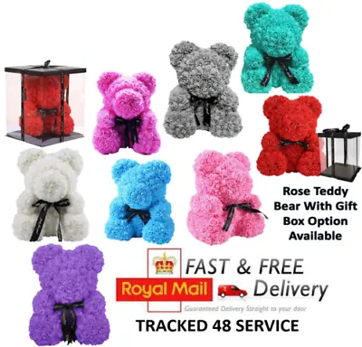 Rose Teddy Bear 25cm & 40cm Foam Valentines Day & Birthday & All Occasions • £22.99