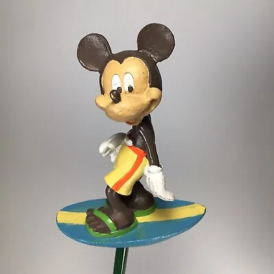 Rare Disney Mickey Mouse Surfing Pot Stake Garden Plant Container Resin Figurine • $8.95
