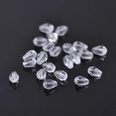 £2.70 • Buy 100pcs 5x3mm Small Teardrop Faceted Crystal Glass Losse Beads Bulk Wholesale Lot