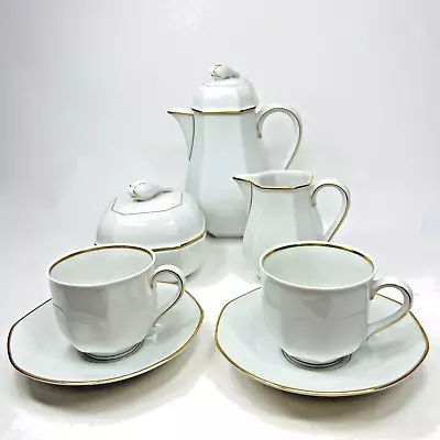 Heinrich Germany  Factette Gold  Villeroy  Boch  Tea Pot 2 Cups And Saucers • $42