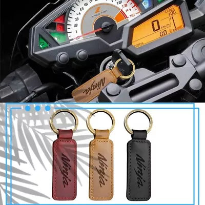 FOR KAWASAKI NINJA 250 400 650 1000 Motorcycle Leather Keychain Key Ring Case • $10.99