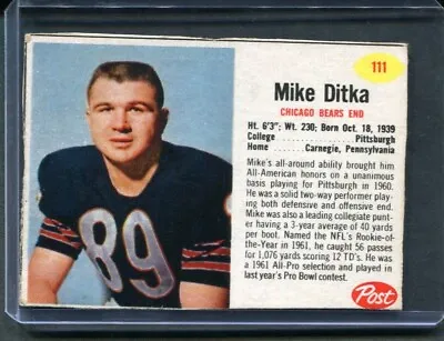 1962 Post Mike Ditka #111 Chicago Bears SP VGEX • $99.99