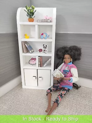 Bookcase Wooden White 1/6 Scale Fit Barbie Doll House Furniture • £25