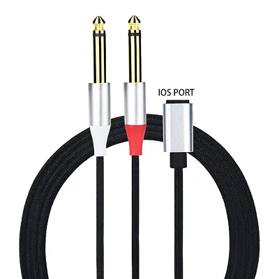 Male To Dual 6.35mm Audio Cable 1/4in Adapter Cable Y Splitter(For Lightning 2M) • $15.17