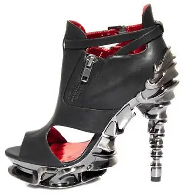 Hades DRACO Black 5  High Spinal Heel Platform Ankle Strap Peep Toe Vegan 6-11 • $138