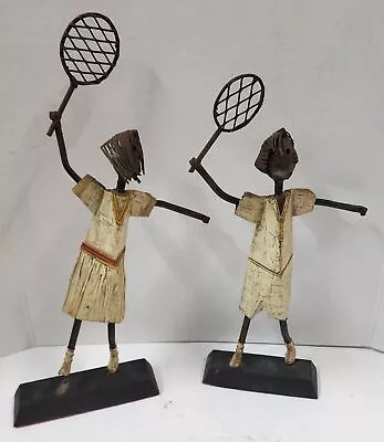 Lot Of 2 Vintage Manuel Felguerez Tennis Player Male & Female Metal Sculpture • $350