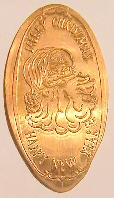 KIR-6: Vintage Elongated Cent: MERRY CHRISTMAS HAPPY NEW YEAR (Santa) • $2.50