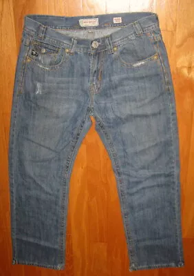 Mek Denim Munich Men's Cotton Distressed-destroyed Boot-cut Jeans Size 34 X 32 • $29.99