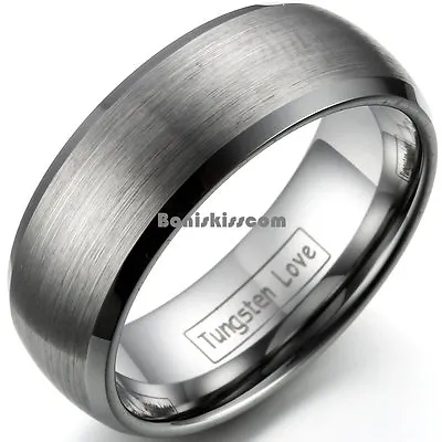 Brushed Center Tungsten Carbide 8mm Men's Dome Wedding Band Comfort Fit Ring • $12.99