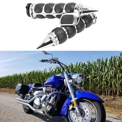 1  25mm Vintage Chrome Motorcycle Handle Bar Hand Grips Handlebar Grips Cover • $31.99