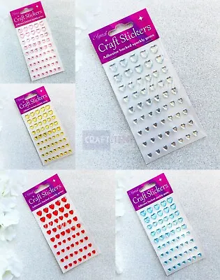 £2.29 • Buy Heart Diamante Stickers Self Adhesive Stick On Gems DIY Card Crafts Rhinestone