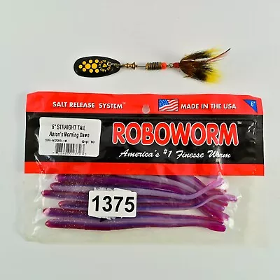 Robo Worm Style Drop Shot Finesse Straight Tail 10ct 6  +Mepps Black Fury 4 Lure • $5.99