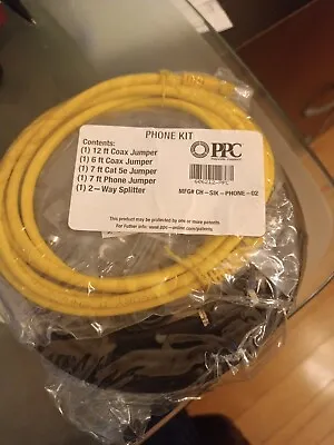 Phone Kit - 12ft 6ft Coax Jumper 7ft Cat 5e Jumper 7ft Phone J. 2 Way Spl /326 • $3